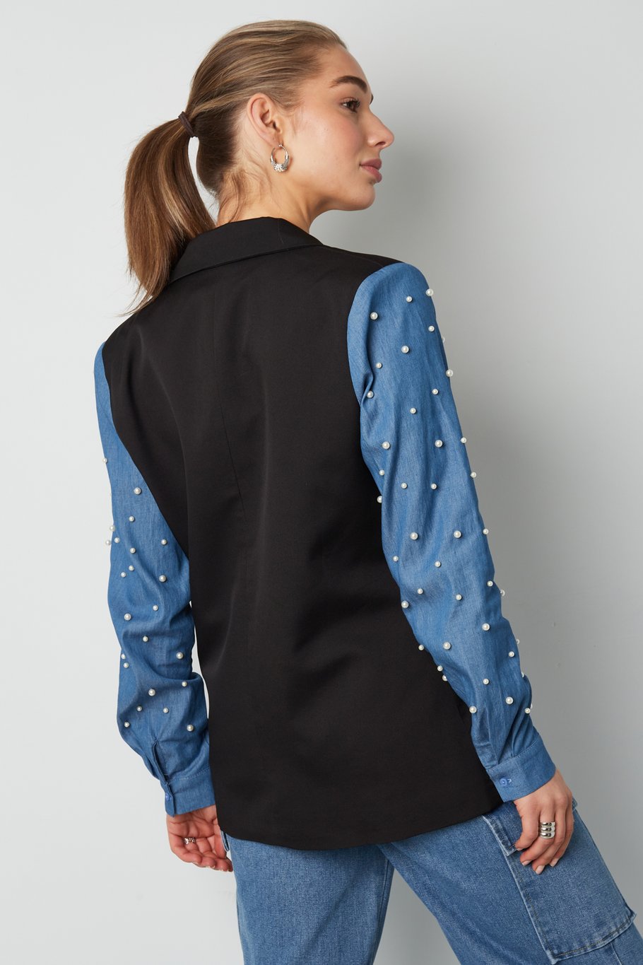 Blazer denim e abbagliamento - Nero Immagine6